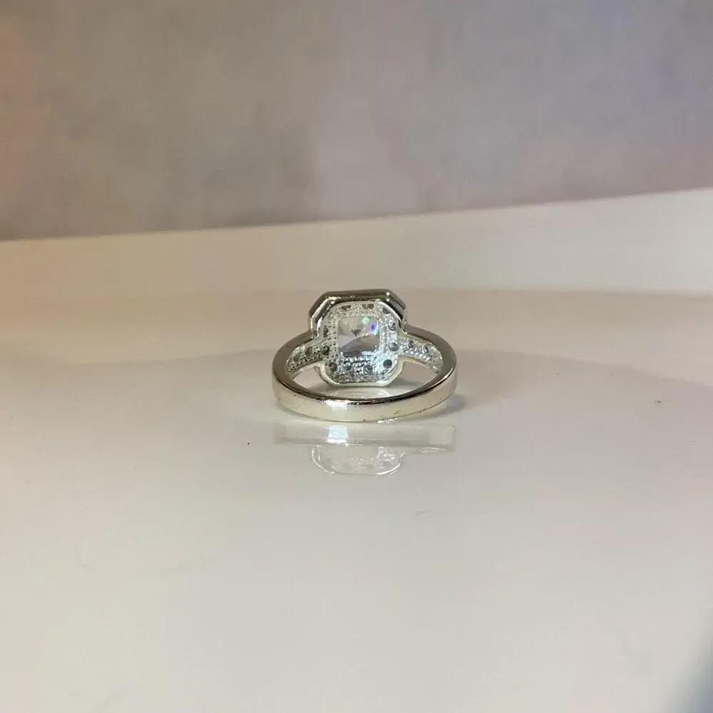 Silver Toned Crystal Ring